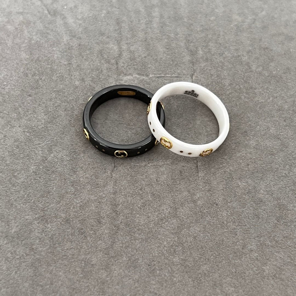 18K Double Gucci Icon White Zirconia Ring
