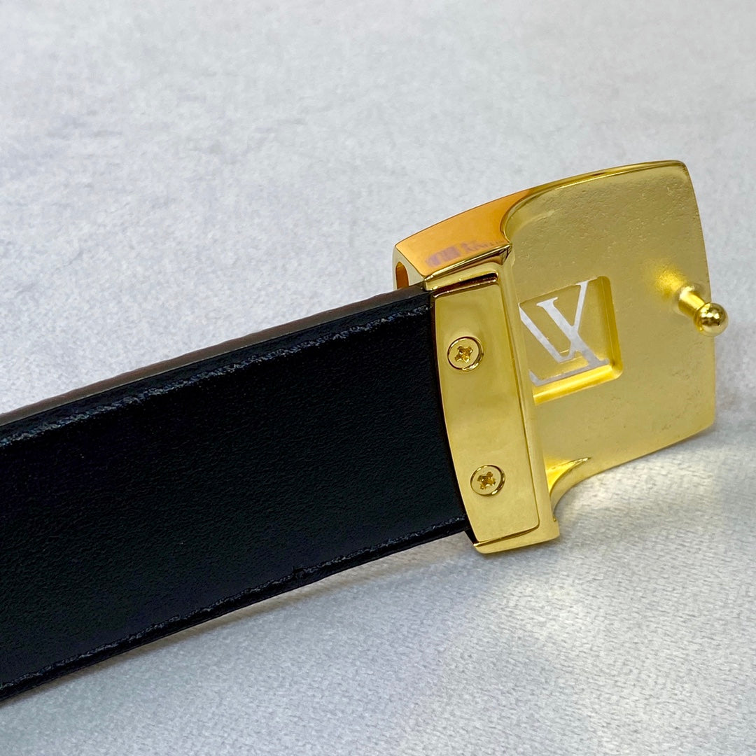 LOUIS VUITTON LV 35 MM BELT MULTICOLOR MIX BLACK MONOGRAM CALFSKIN GOLD HARDWARE