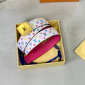 LOUIS VUITTON LV 35 MM BELT MULTICOLOR WHITE MIX LIGHT PINK MONOGRAM CALFSKIN GOLD HARDWARE