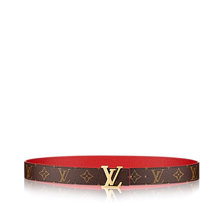 LOUIS VUITTON LV FLOWERGRAM 30MM REVERSIBLE BELT IN CHERRY RED CALFSKIN GOLD HARDWARE