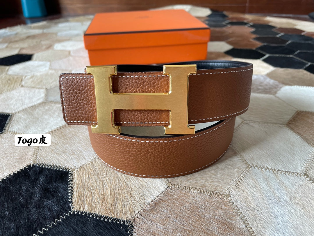 HERMES CONSTANCE BELT BUCKLE & REVERSIBLE BRONZE BROWN LEATHER STRAP 38MM GOLD HARDWARE