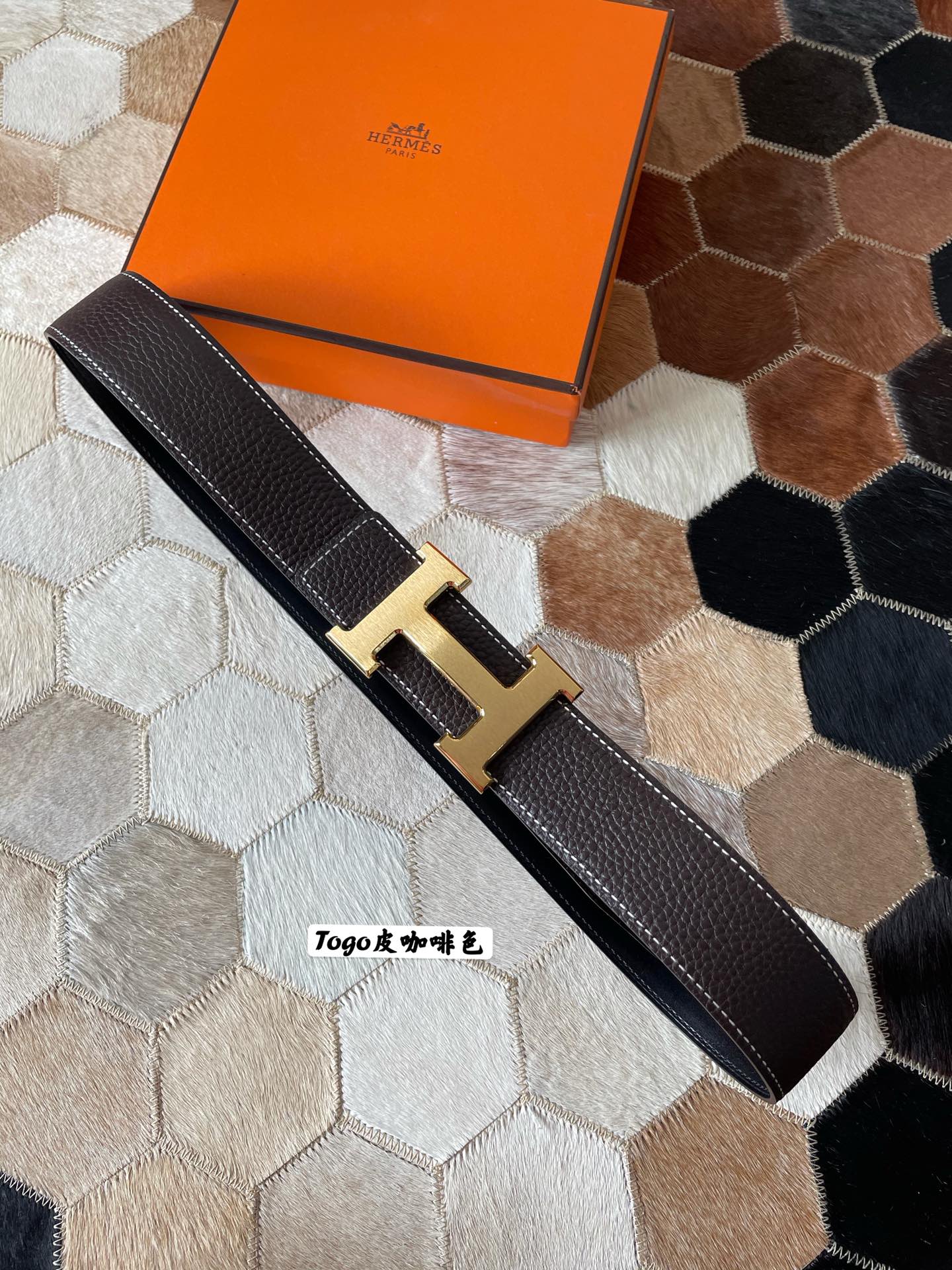 HERMES CONSTANCE BELT BUCKLE & REVERSIBLE CHOCOLATE BROWN LEATHER STRAP 38MM GOLD HARDWARE