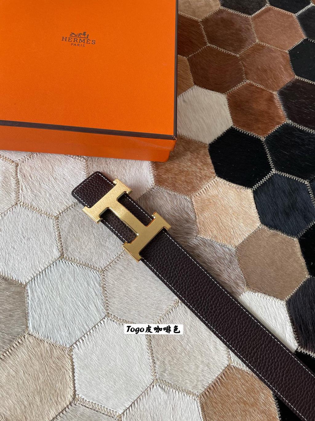 HERMES CONSTANCE BELT BUCKLE & REVERSIBLE CHOCOLATE BROWN LEATHER STRAP 38MM GOLD HARDWARE