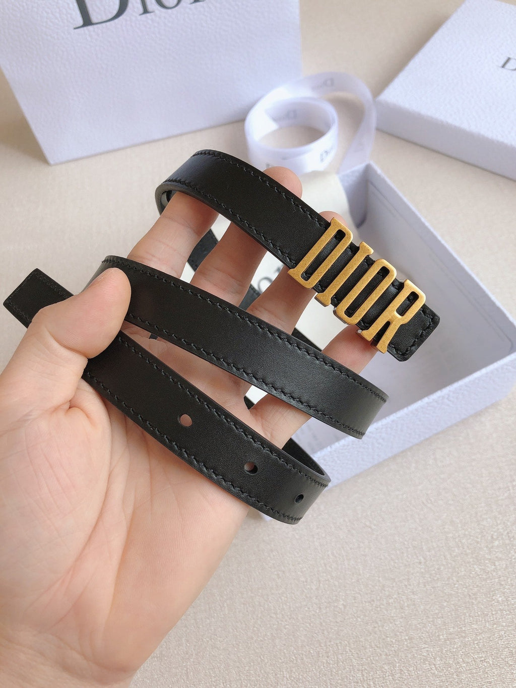 DIOR 25S BELT 20 MM IN BLACK CALFSKIN 613178
