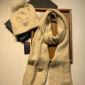 PRADA SET SCARF AND HAT IN BISQUE BEIGE WOOL AND RABBIT FUR 416365