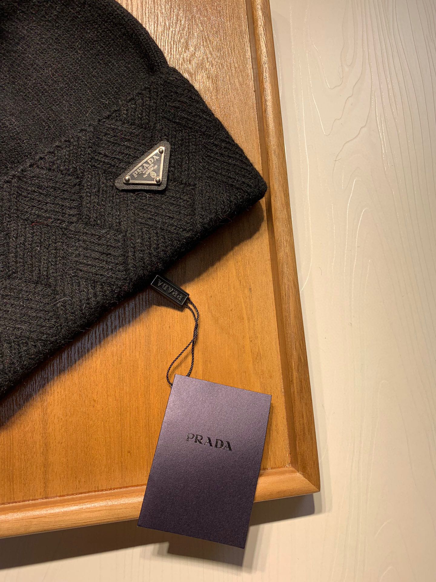 PRADA BEANIE HAT IN BLACK WOOL AND RABBIT FUR 361438
