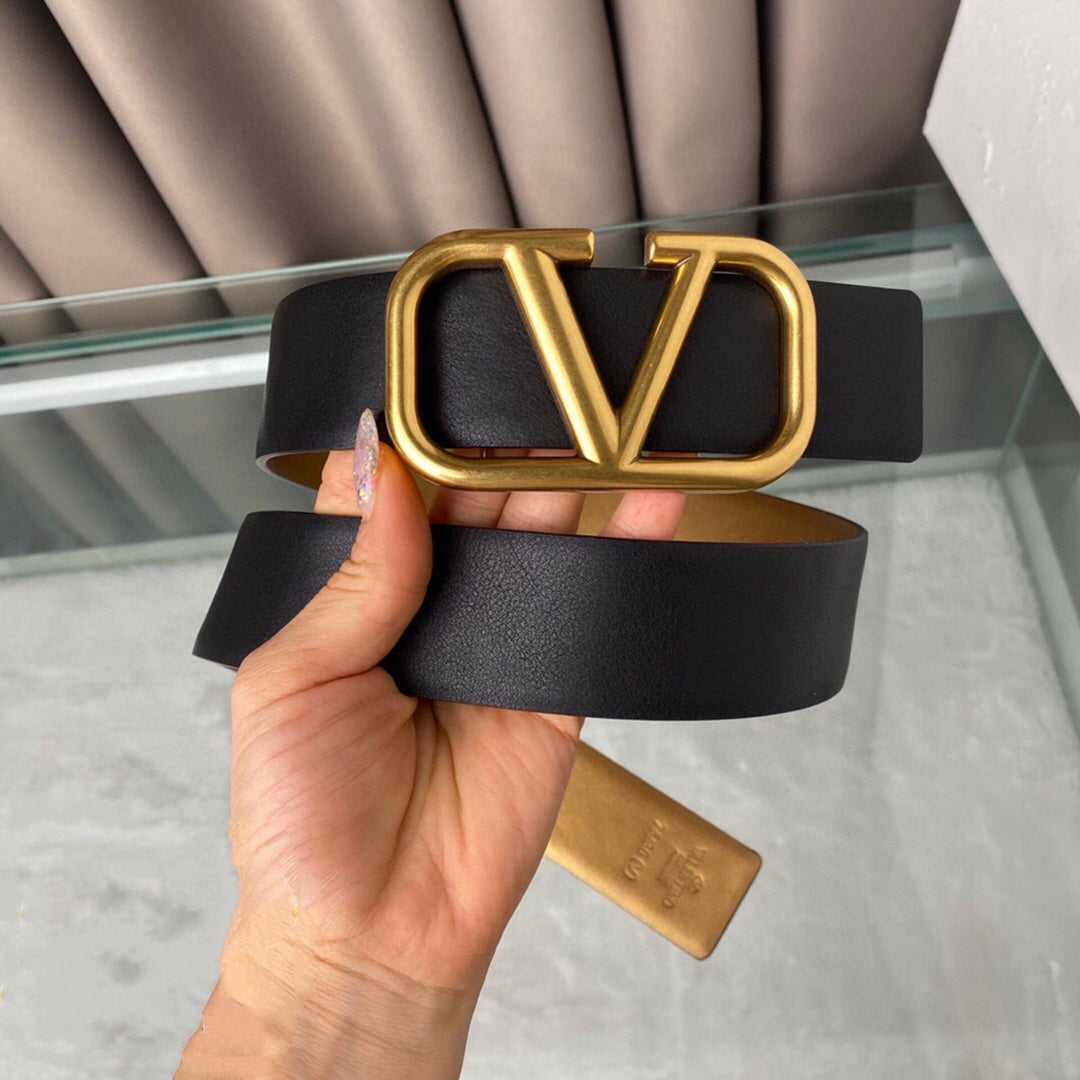 VALENTINO REVERSIBLE VLOGO SIGNATURE BELT IN GLOSSY GOLD BLACK CALFSKIN GHW 40 MM
