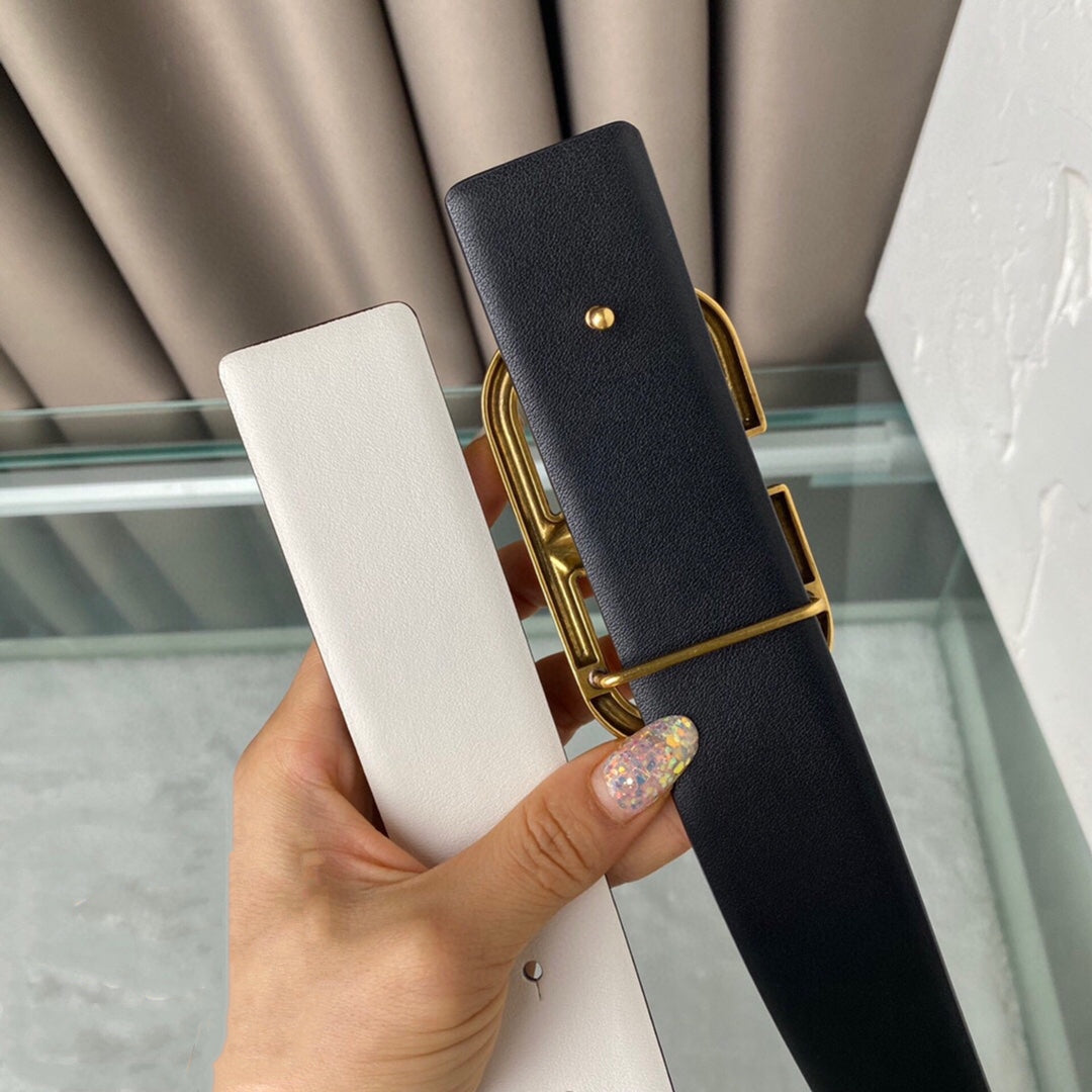 VALENTINO REVERSIBLE VLOGO SIGNATURE BELT IN GLOSSY WHITE BLACK CALFSKIN GHW 40 MM