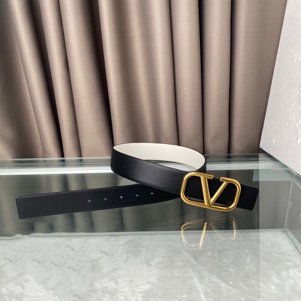 VALENTINO REVERSIBLE VLOGO SIGNATURE BELT IN GLOSSY WHITE BLACK CALFSKIN GHW 40 MM