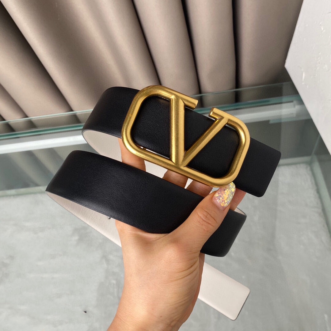 VALENTINO REVERSIBLE VLOGO SIGNATURE BELT IN GLOSSY WHITE BLACK CALFSKIN GHW 40 MM
