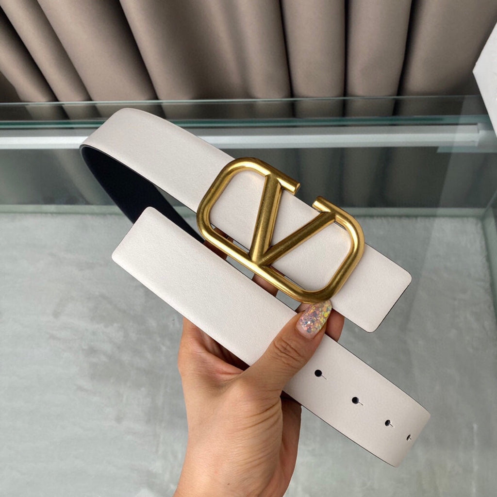 VALENTINO REVERSIBLE VLOGO SIGNATURE BELT IN GLOSSY WHITE BLACK CALFSKIN GHW 40 MM