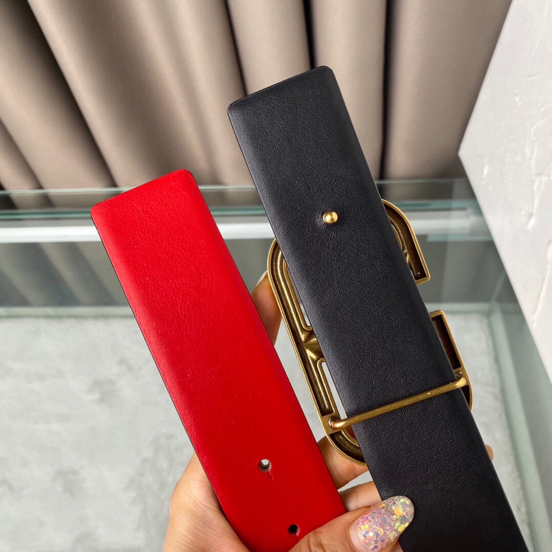VALENTINO REVERSIBLE VLOGO SIGNATURE BELT IN GLOSSY RED BLACK CALFSKIN GHW 40 MM