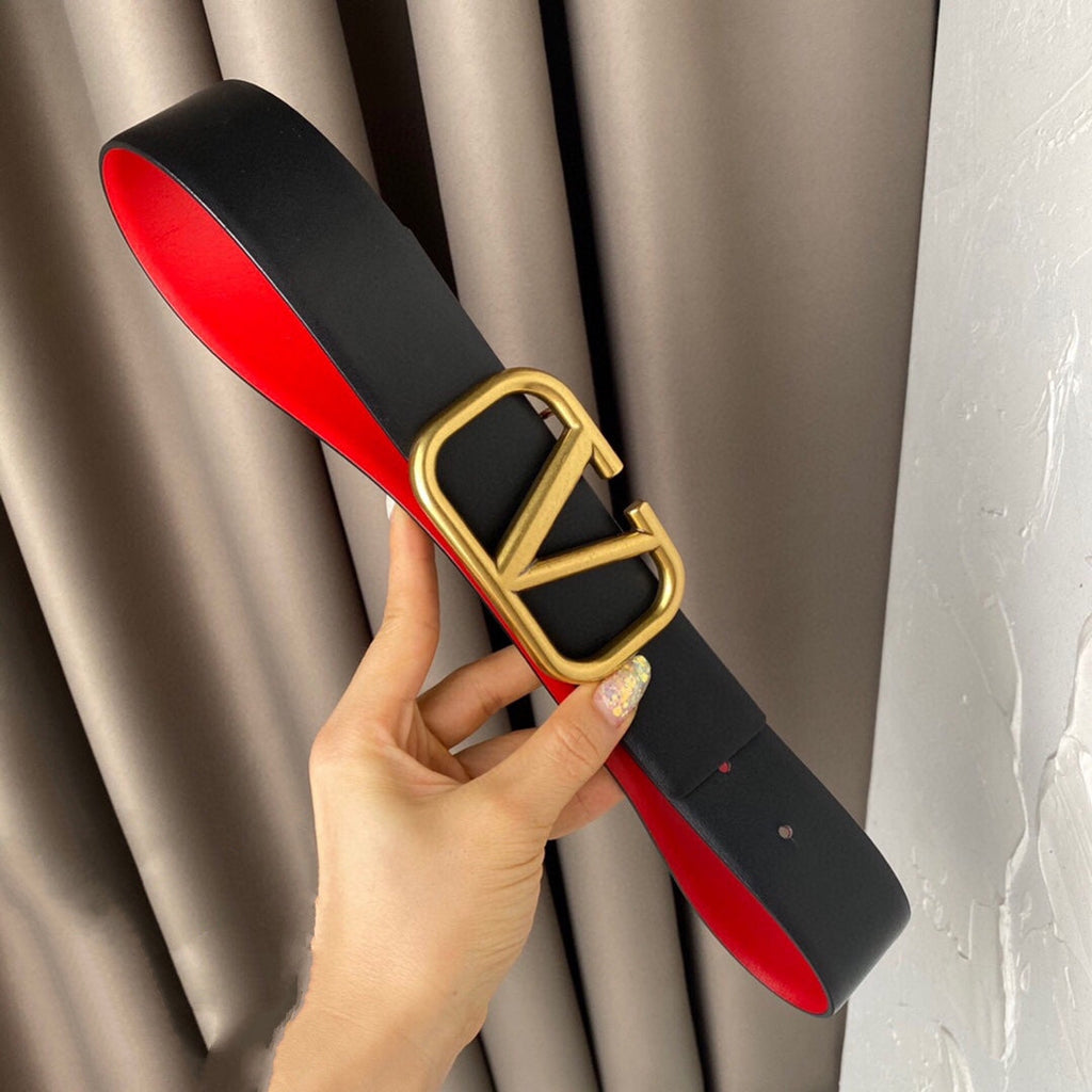 VALENTINO REVERSIBLE VLOGO SIGNATURE BELT IN GLOSSY RED BLACK CALFSKIN GHW 40 MM