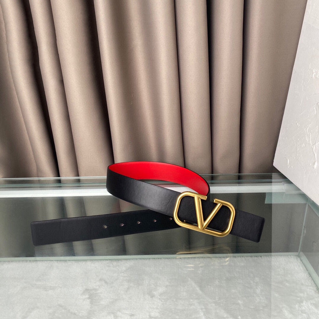 VALENTINO REVERSIBLE VLOGO SIGNATURE BELT IN GLOSSY RED BLACK CALFSKIN GHW 40 MM