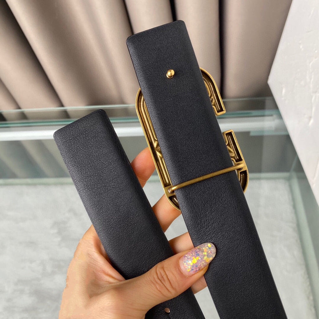 VALENTINO REVERSIBLE VLOGO SIGNATURE BELT IN GLOSSY ALL BLACK CALFSKIN GHW 40 MM