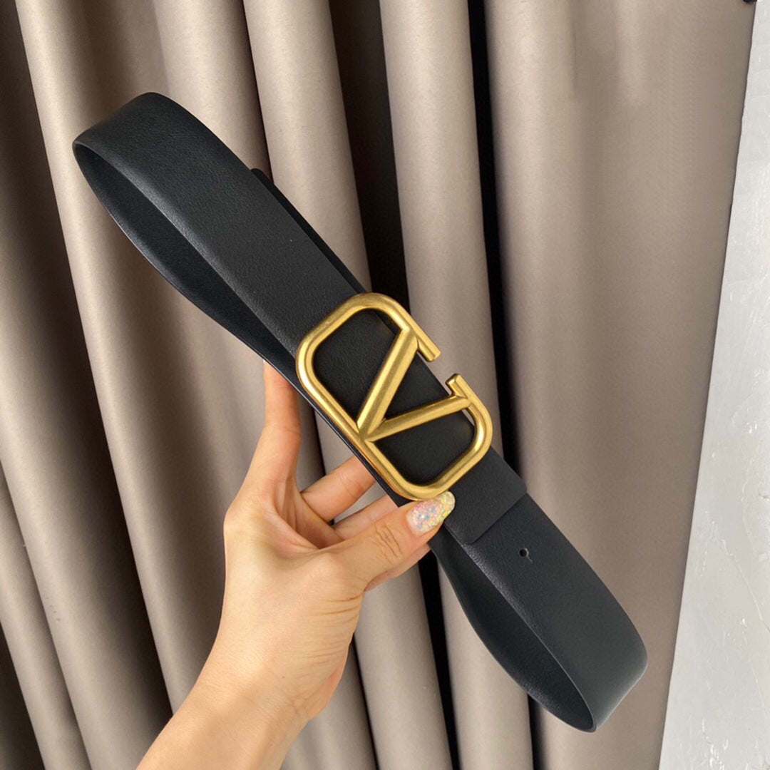 VALENTINO REVERSIBLE VLOGO SIGNATURE BELT IN GLOSSY ALL BLACK CALFSKIN GHW 40 MM