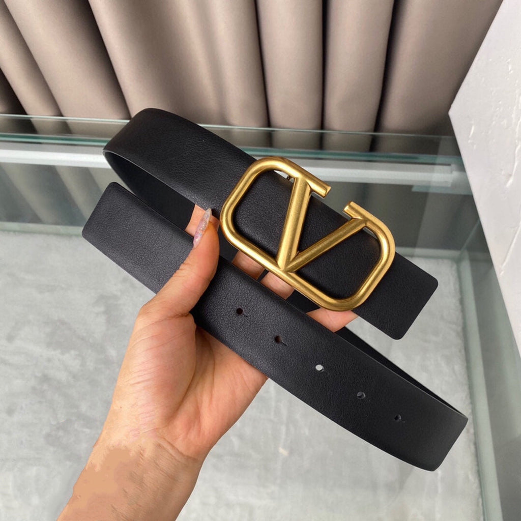 VALENTINO REVERSIBLE VLOGO SIGNATURE BELT IN GLOSSY ALL BLACK CALFSKIN GHW 40 MM