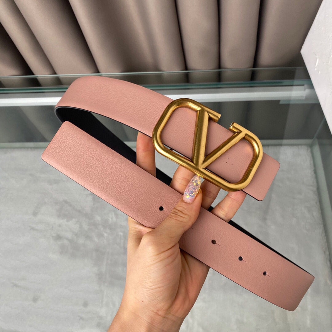 VALENTINO REVERSIBLE VLOGO SIGNATURE BELT IN GLOSSY BLACK BEIGE CALFSKIN GHW 40 MM