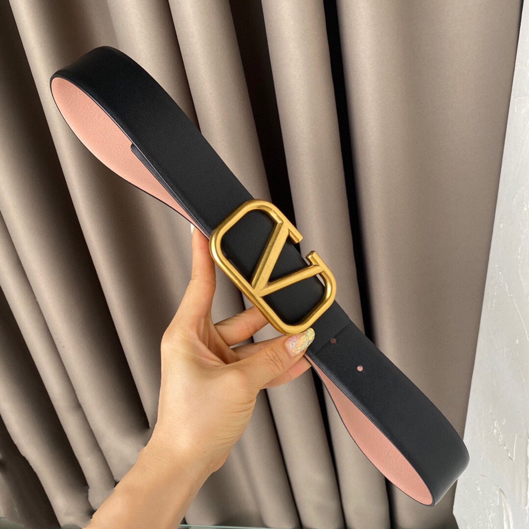 VALENTINO REVERSIBLE VLOGO SIGNATURE BELT IN GLOSSY BLACK BEIGE CALFSKIN GHW 40 MM