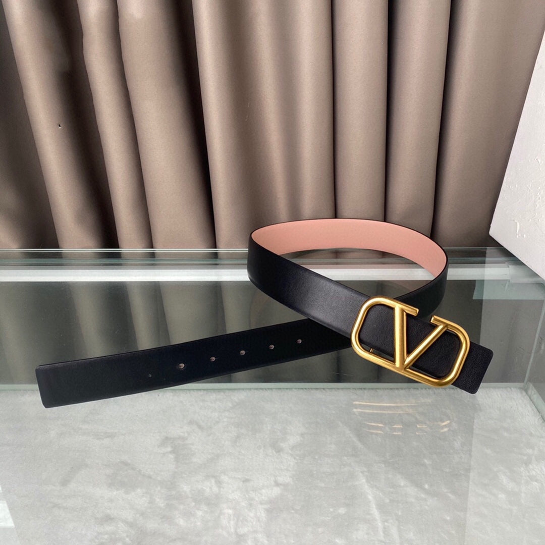 VALENTINO REVERSIBLE VLOGO SIGNATURE BELT IN GLOSSY BLACK BEIGE CALFSKIN GHW 40 MM