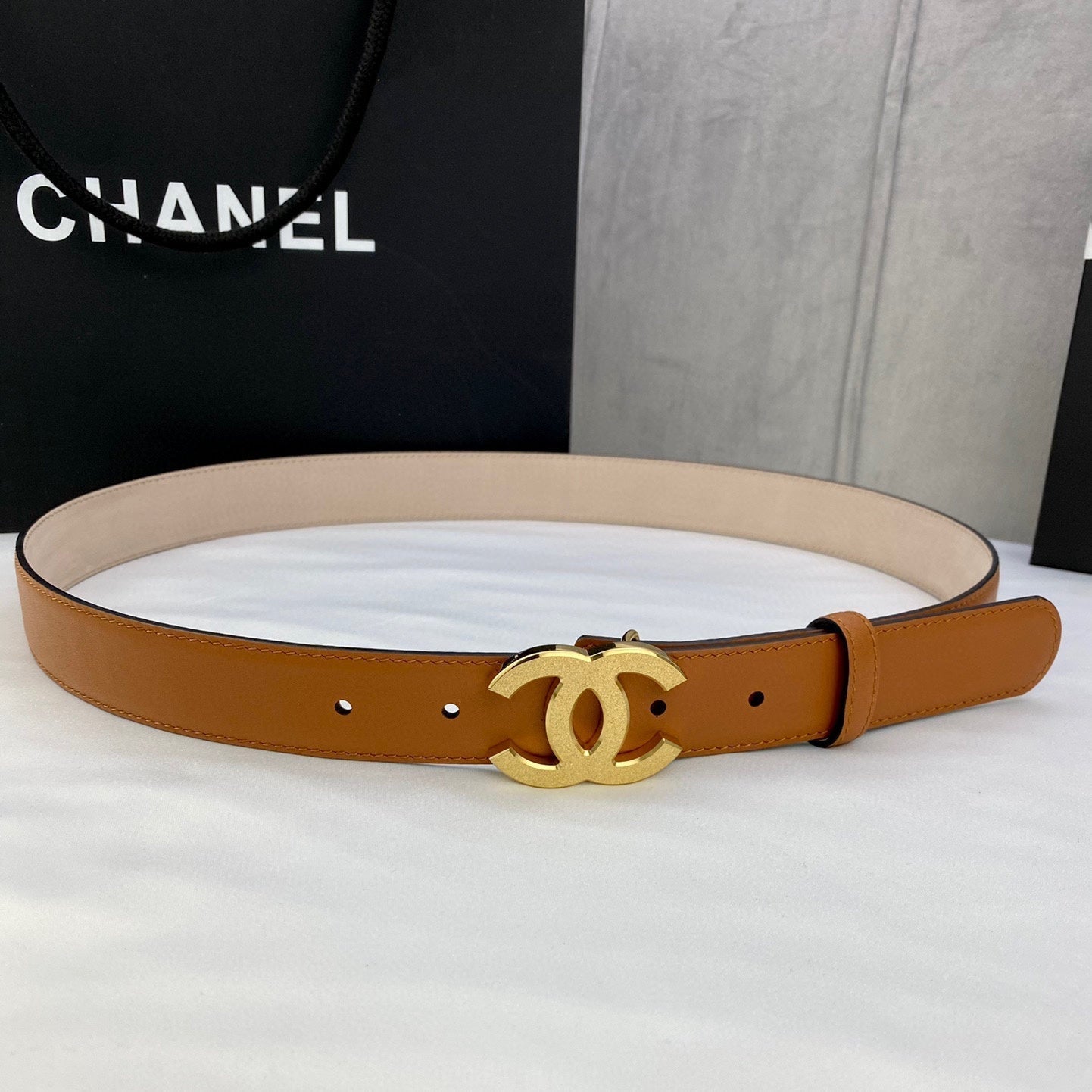 CHANEL DOUBLE C BELT 30MM IN BROWN CALFSKIN METAL BUCKLE