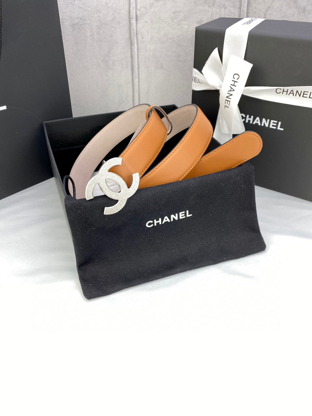 CHANEL DOUBLE C BELT 30MM IN BROWN CALFSKIN METAL BUCKLE