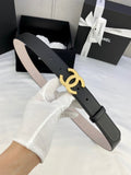CHANEL DOUBLE C BELT 30MM IN BLACK CALFSKIN METAL BUCKLE