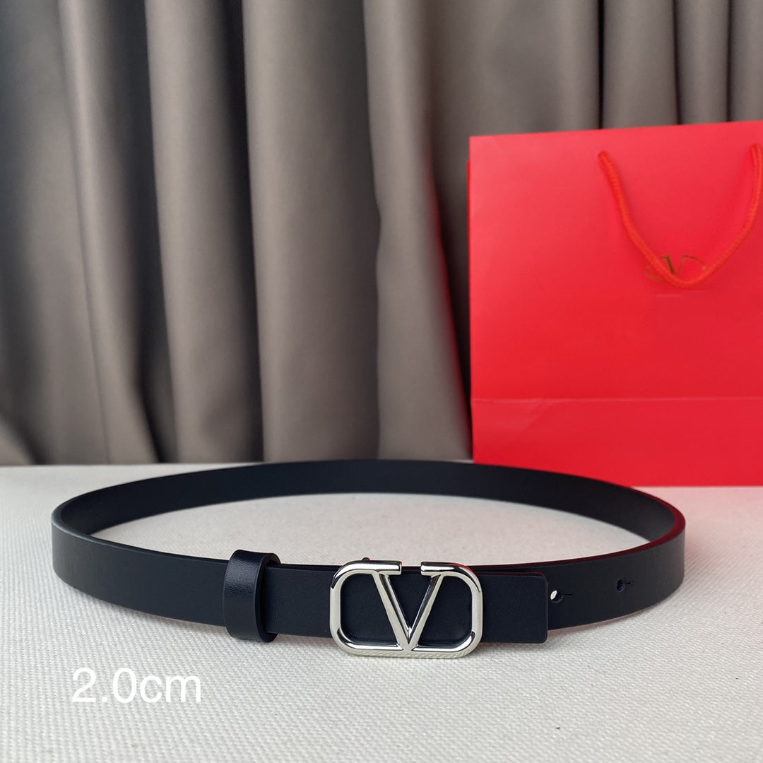 VALENTINO REVERSIBLE VLOGO SIGNATURE BELT IN GLOSSY ALL BLACK CALFSKIN SHW 20 MM