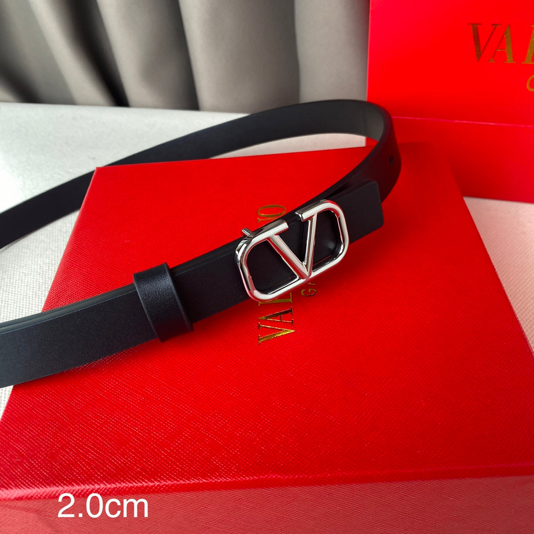 VALENTINO REVERSIBLE VLOGO SIGNATURE BELT IN GLOSSY ALL BLACK CALFSKIN SHW 20 MM