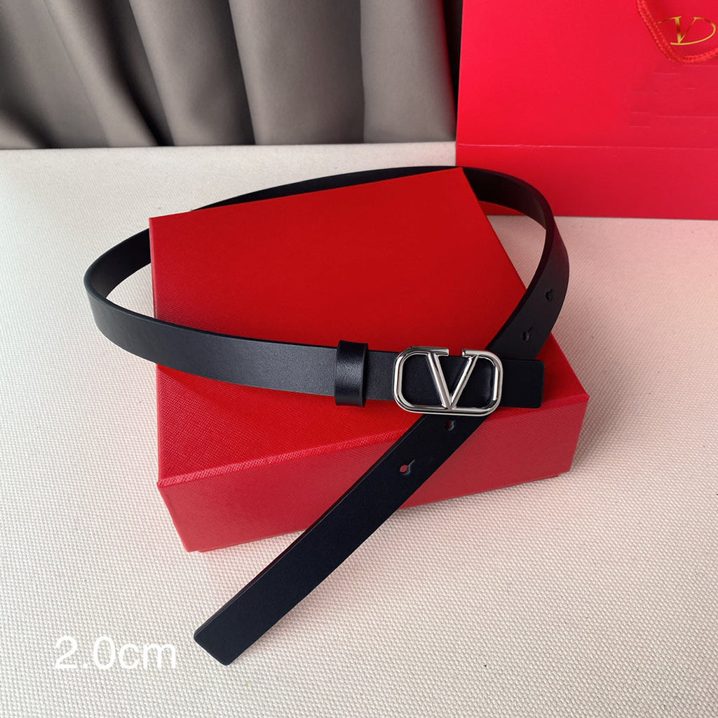 VALENTINO REVERSIBLE VLOGO SIGNATURE BELT IN GLOSSY ALL BLACK CALFSKIN SHW 20 MM