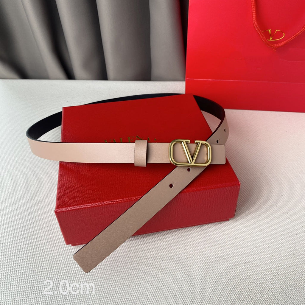 VALENTINO REVERSIBLE VLOGO SIGNATURE BELT IN GLOSSY BEIGE BLACK CALFSKIN GHW 20 MM