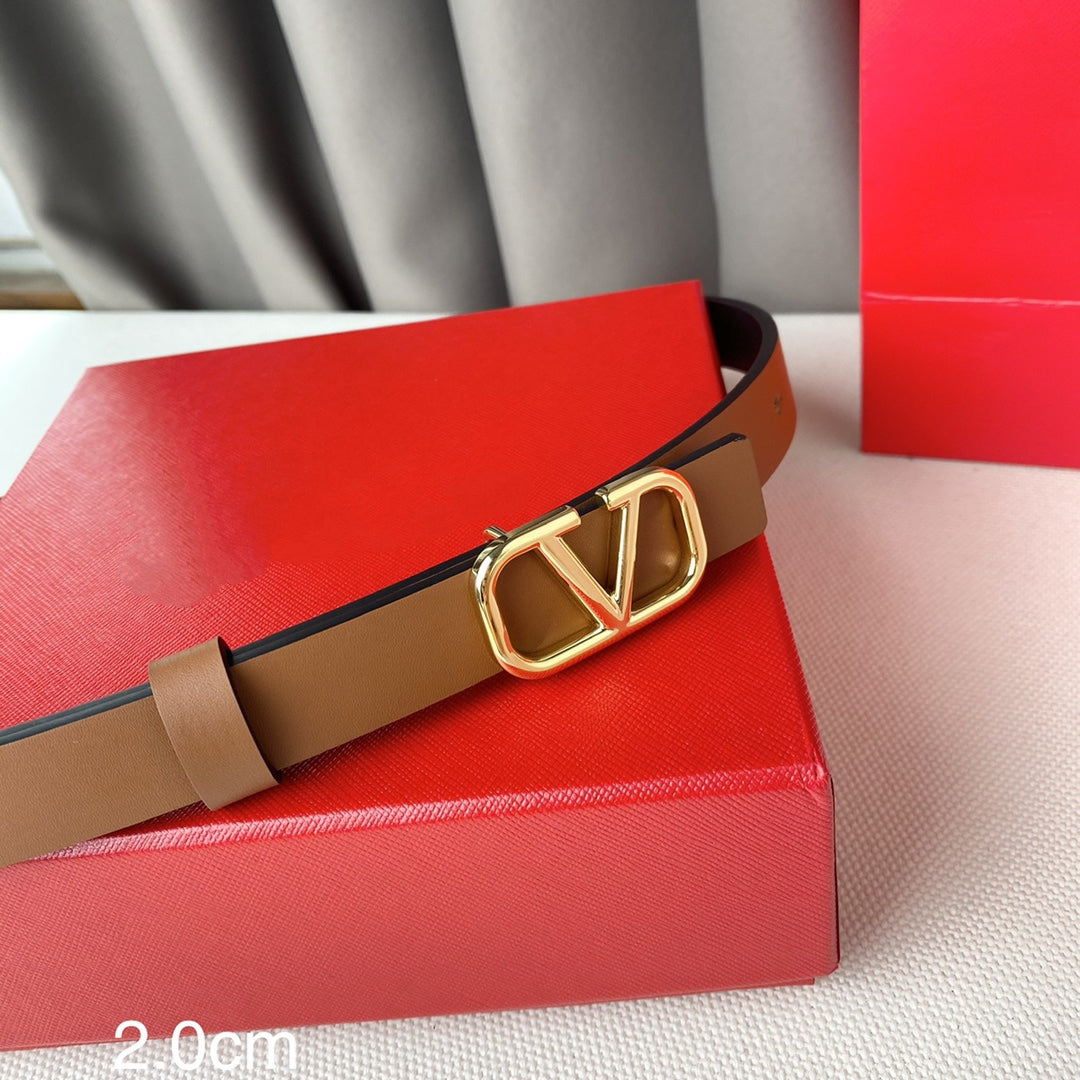 VALENTINO REVERSIBLE VLOGO SIGNATURE BELT IN GLOSSY BROWN BLACK CALFSKIN GHW 20 MM