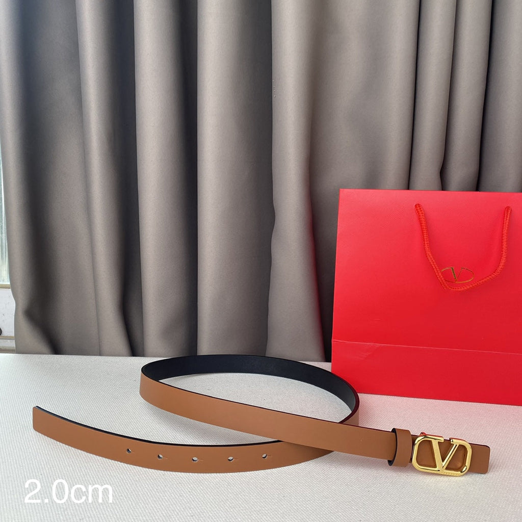 VALENTINO REVERSIBLE VLOGO SIGNATURE BELT IN GLOSSY BROWN BLACK CALFSKIN GHW 20 MM