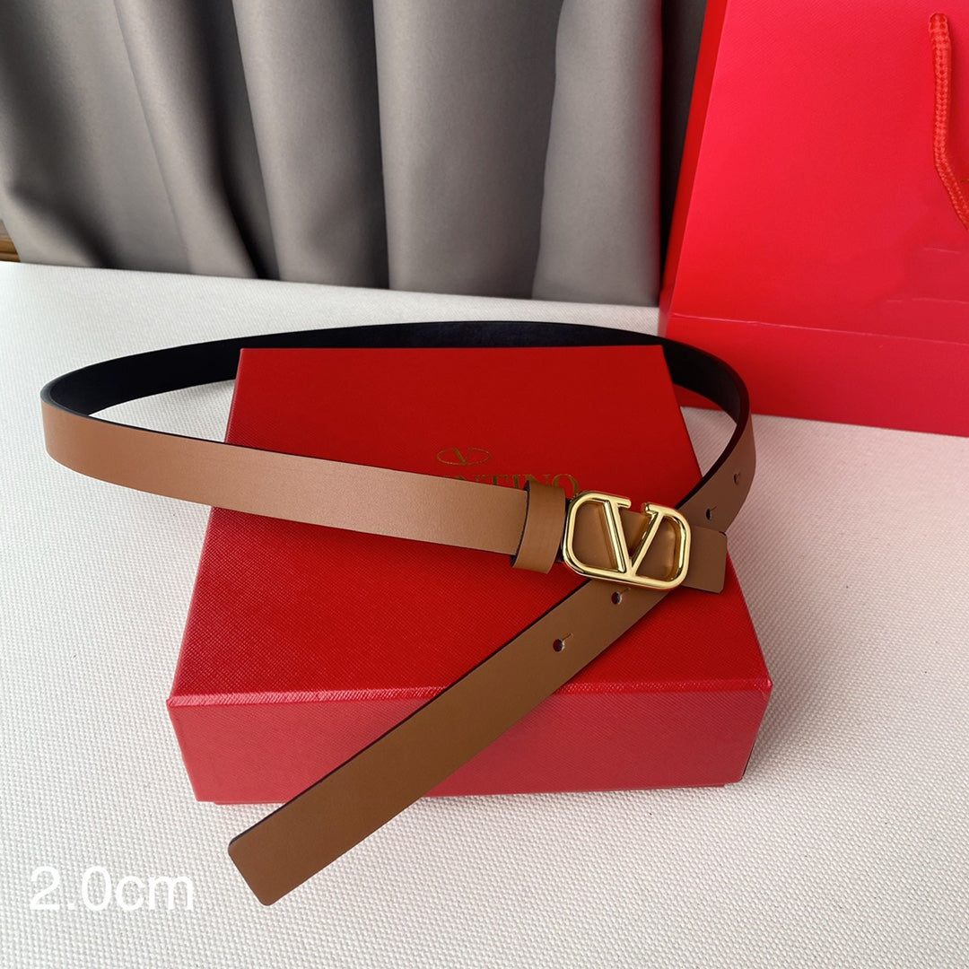 VALENTINO REVERSIBLE VLOGO SIGNATURE BELT IN GLOSSY BROWN BLACK CALFSKIN GHW 20 MM