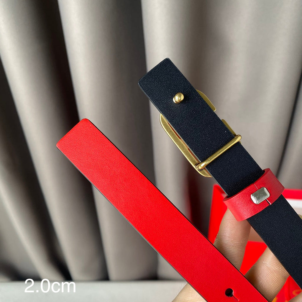 VALENTINO REVERSIBLE VLOGO SIGNATURE BELT IN GLOSSY BLACK RED CALFSKIN GHW 20 MM