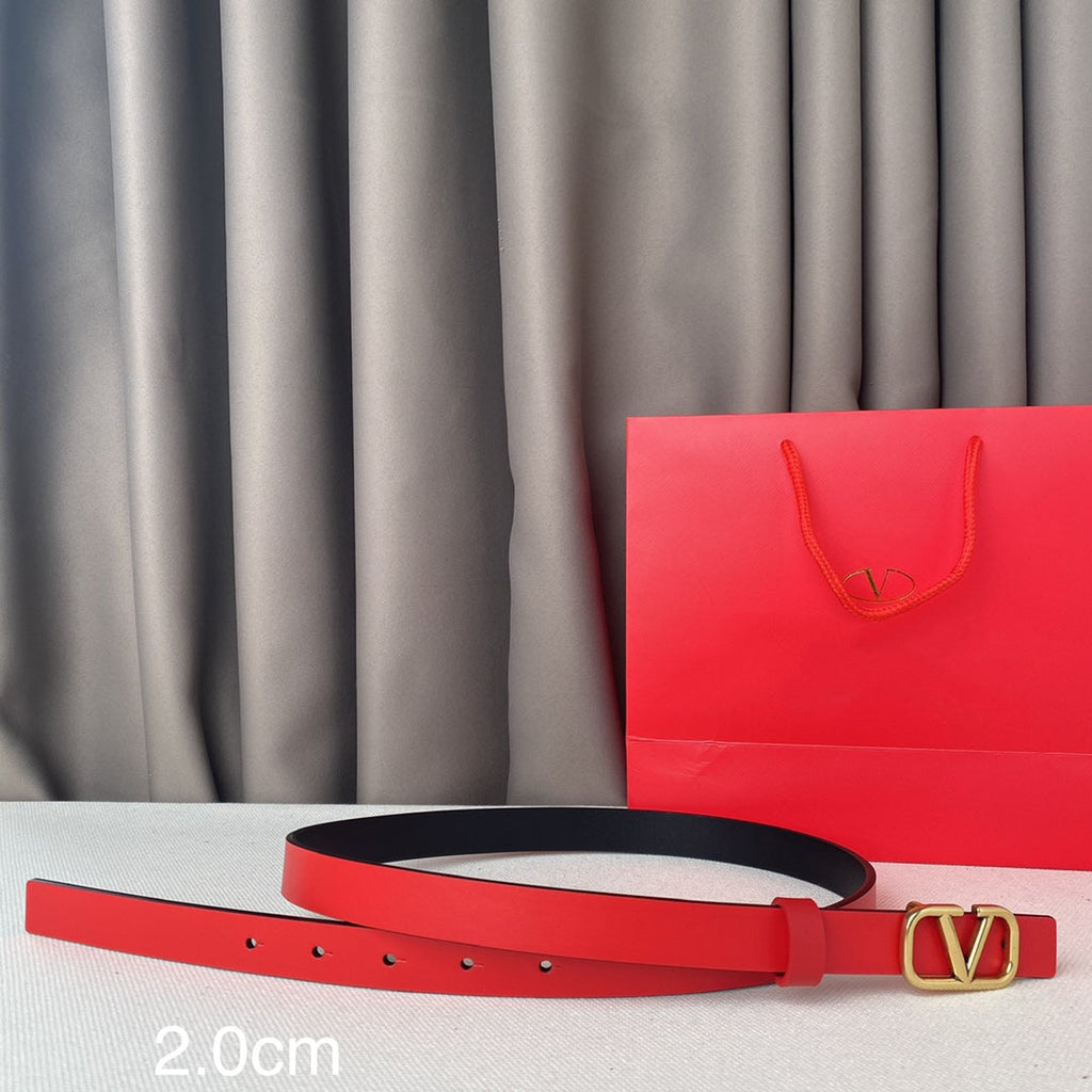 VALENTINO REVERSIBLE VLOGO SIGNATURE BELT IN GLOSSY BLACK RED CALFSKIN GHW 20 MM