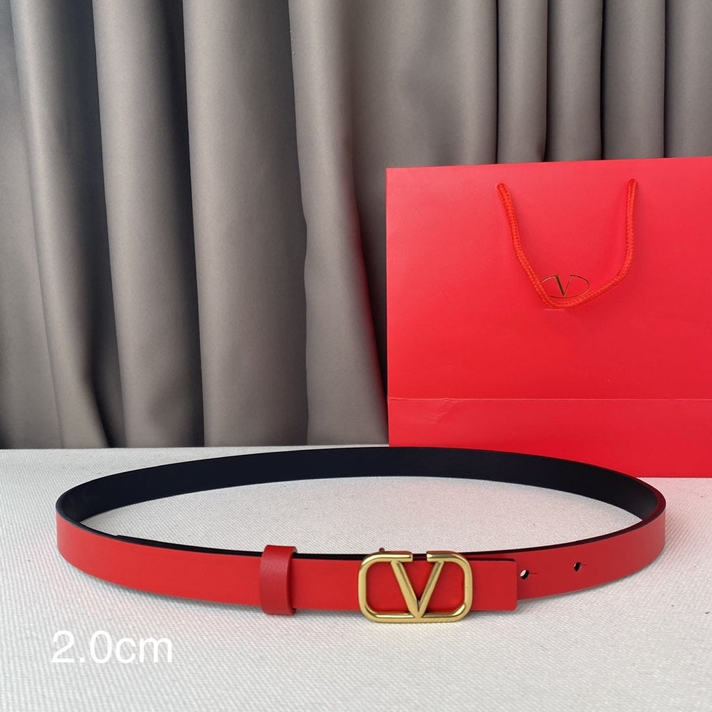 VALENTINO REVERSIBLE VLOGO SIGNATURE BELT IN GLOSSY BLACK RED CALFSKIN GHW 20 MM