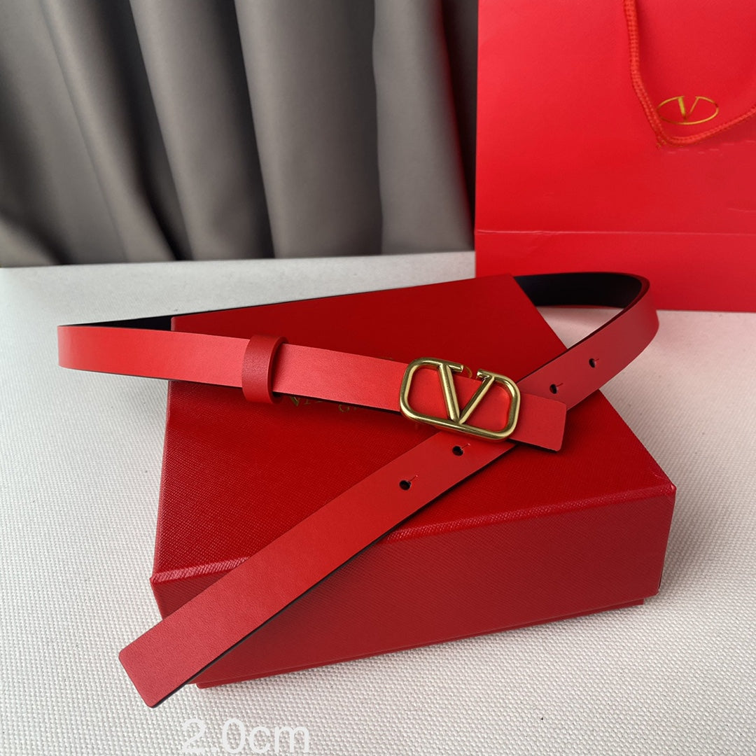 VALENTINO REVERSIBLE VLOGO SIGNATURE BELT IN GLOSSY BLACK RED CALFSKIN GHW 20 MM