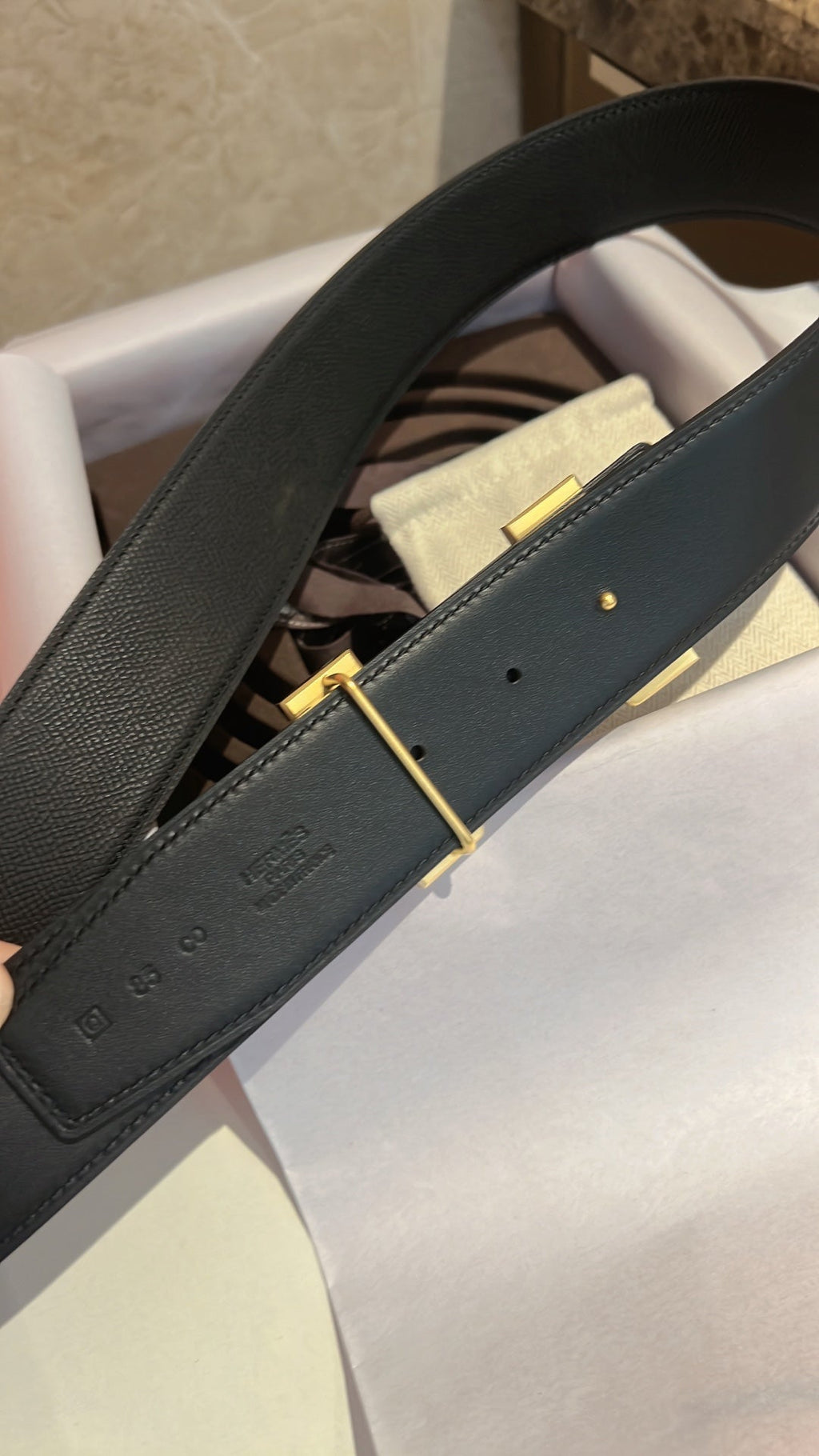 HERMES CONSTANCE BELT BUCKLE & REVERSIBLE BLACK LEATHER STRAP 42MM GOLD HARDWARE