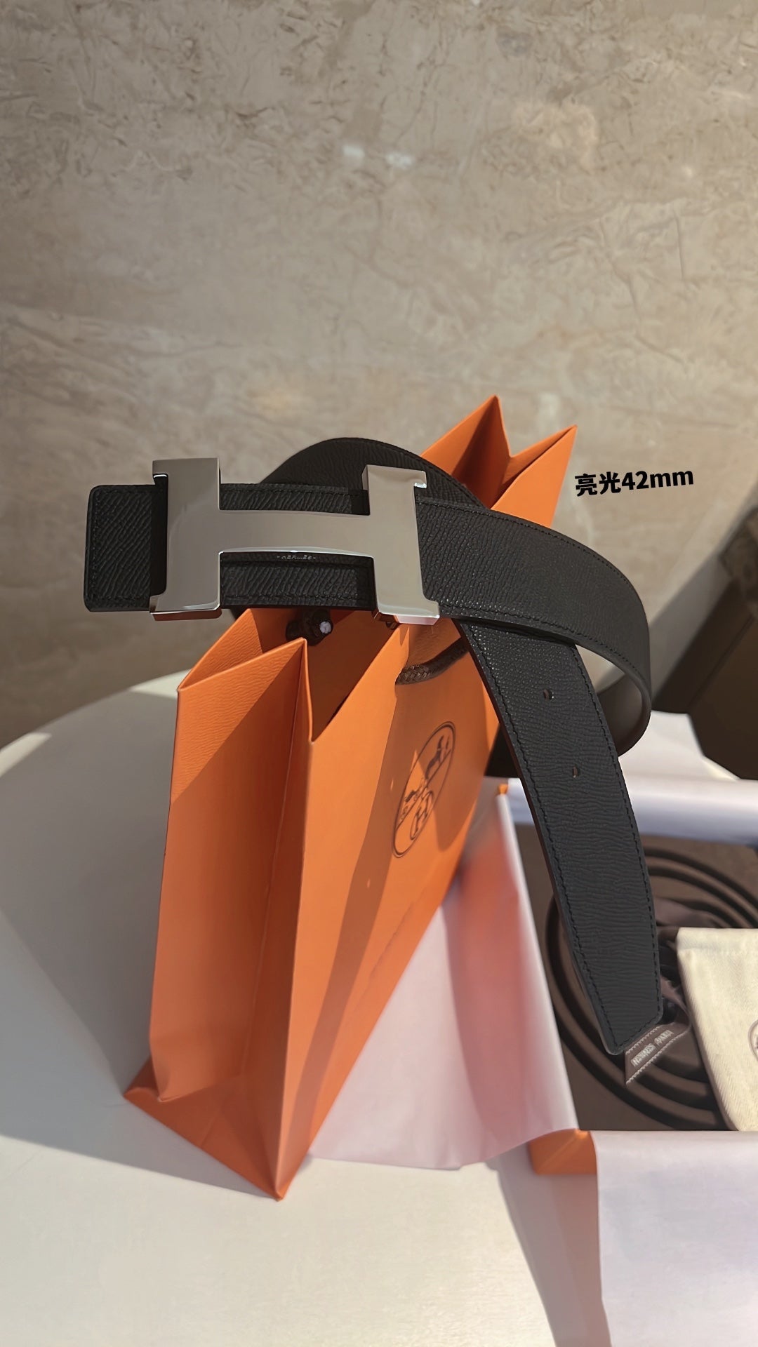 HERMES CONSTANCE BELT BUCKLE & REVERSIBLE BLACK LEATHER STRAP 42MM