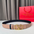 VALENTINO REVERSIBLE VLOGO SIGNATURE BELT IN GLOSSY BEIGE BLACK CALFSKIN GHW 30 MM