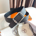 HERMES TUBE H BELT GOLD BUCKLE & REVERSIBLE DARK BROWN LEATHER STRAP 38MM