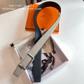 HERMES TUBE H BELT BUCKLE & REVERSIBLE KHAKI BROWN AND BLACK LEATHER STRAP 38MM SILVER HARDWARE