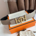 HERMES ULYSSE BELT BUCKLE & REVERSIBLE KHAKI BROWN LEATHER STRAP 38MM GOLD HARDWARE