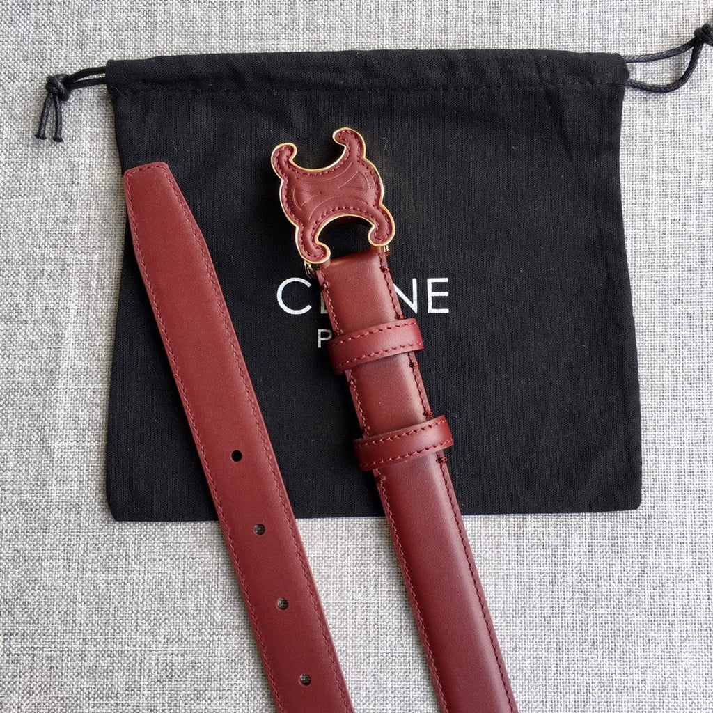 CELINE Medium Cuir Triomphe Belt 25mm Wine Calfskin