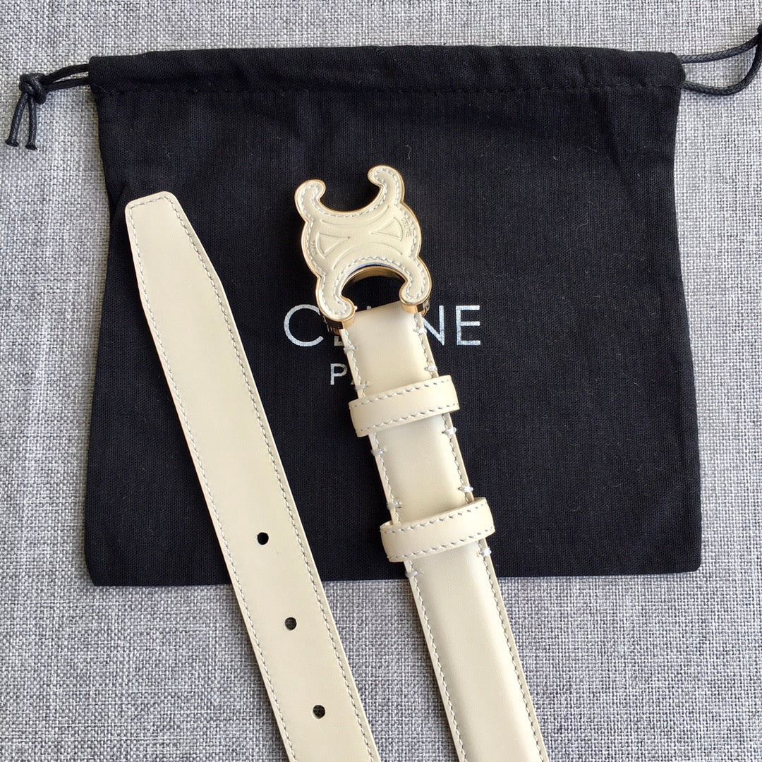 CELINE Medium Cuir Triomphe Belt 25mm White Calfskin