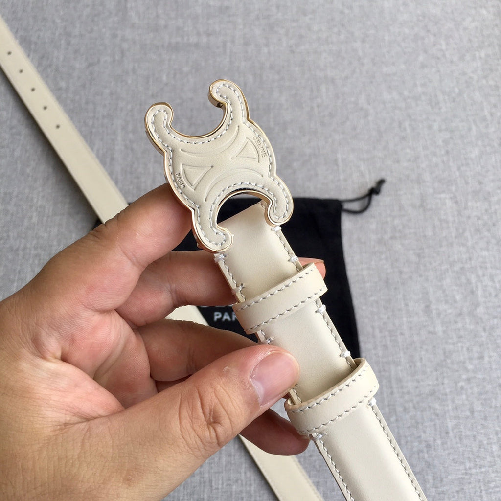 CELINE Medium Cuir Triomphe Belt 25mm White Calfskin