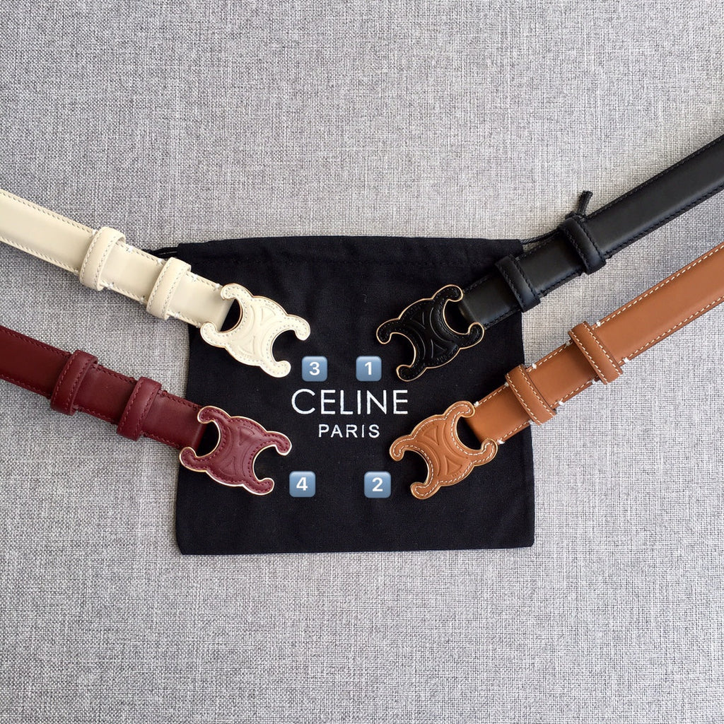 CELINE Medium Cuir Triomphe Belt 25mm White Calfskin