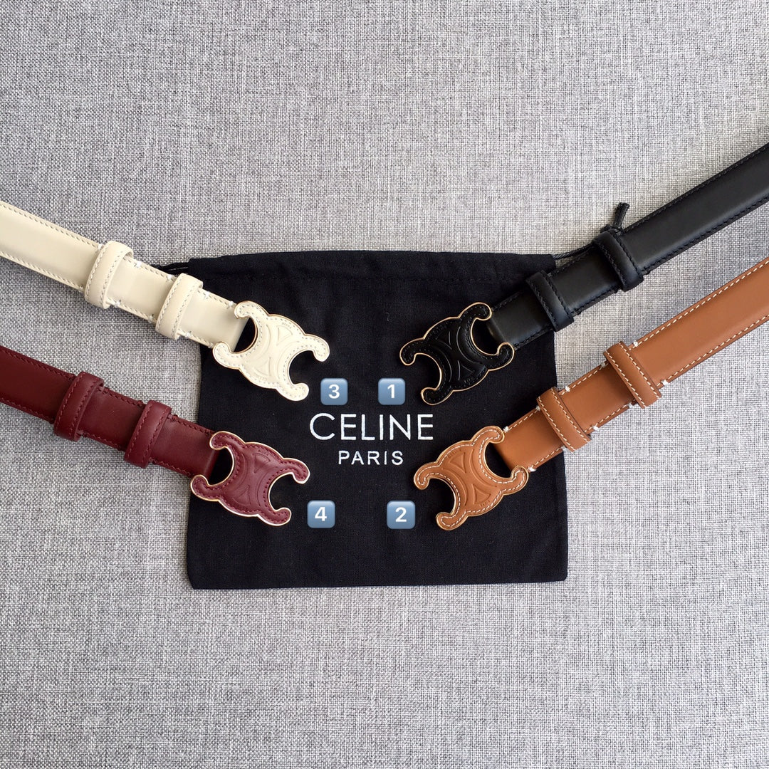 CELINE Medium Cuir Triomphe Belt 25mm White Calfskin