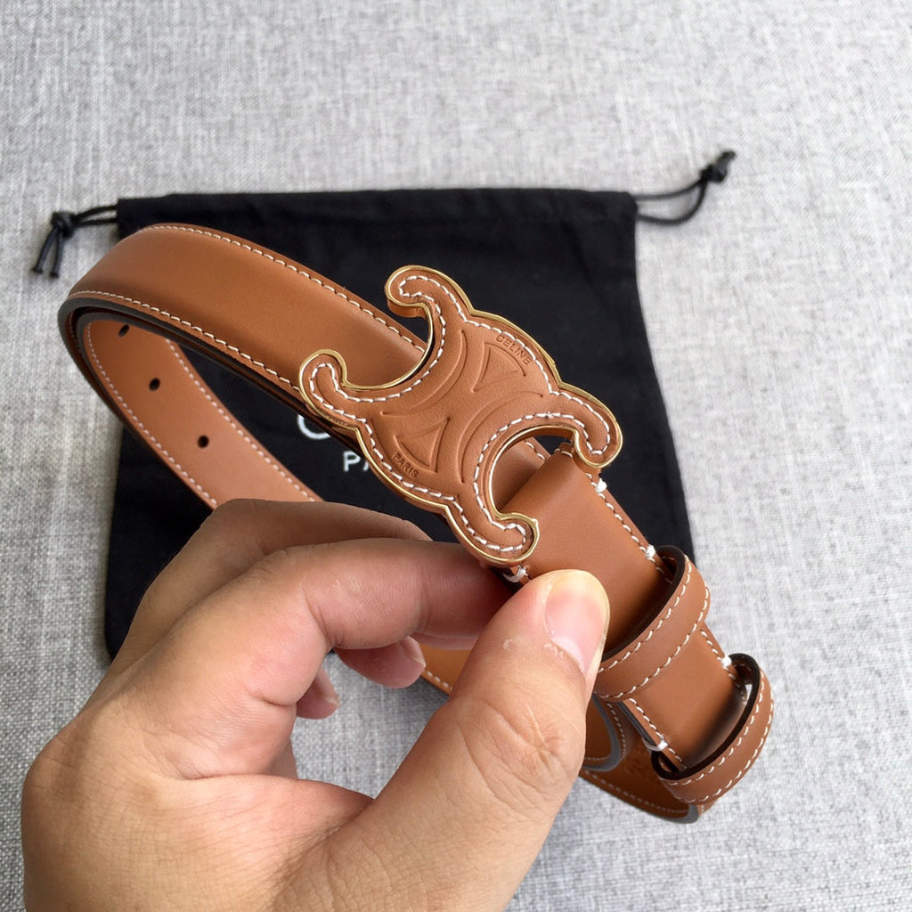 CELINE Medium Cuir Triomphe Belt 25mm Tan Calfskin